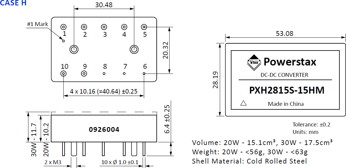 PXH2805S-25xE | DC/DC | Ein: 16-40 V DC | Aus: 5 V DC | Powerstax