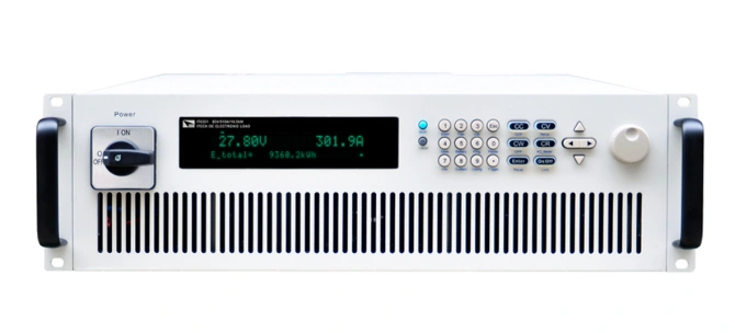 Serienabbildung ITECH IT8300: Elektronische DC-Last in Frontansicht mit Display, Bedienfeld und Griffen für Netzteilprüfung und Lasttests.