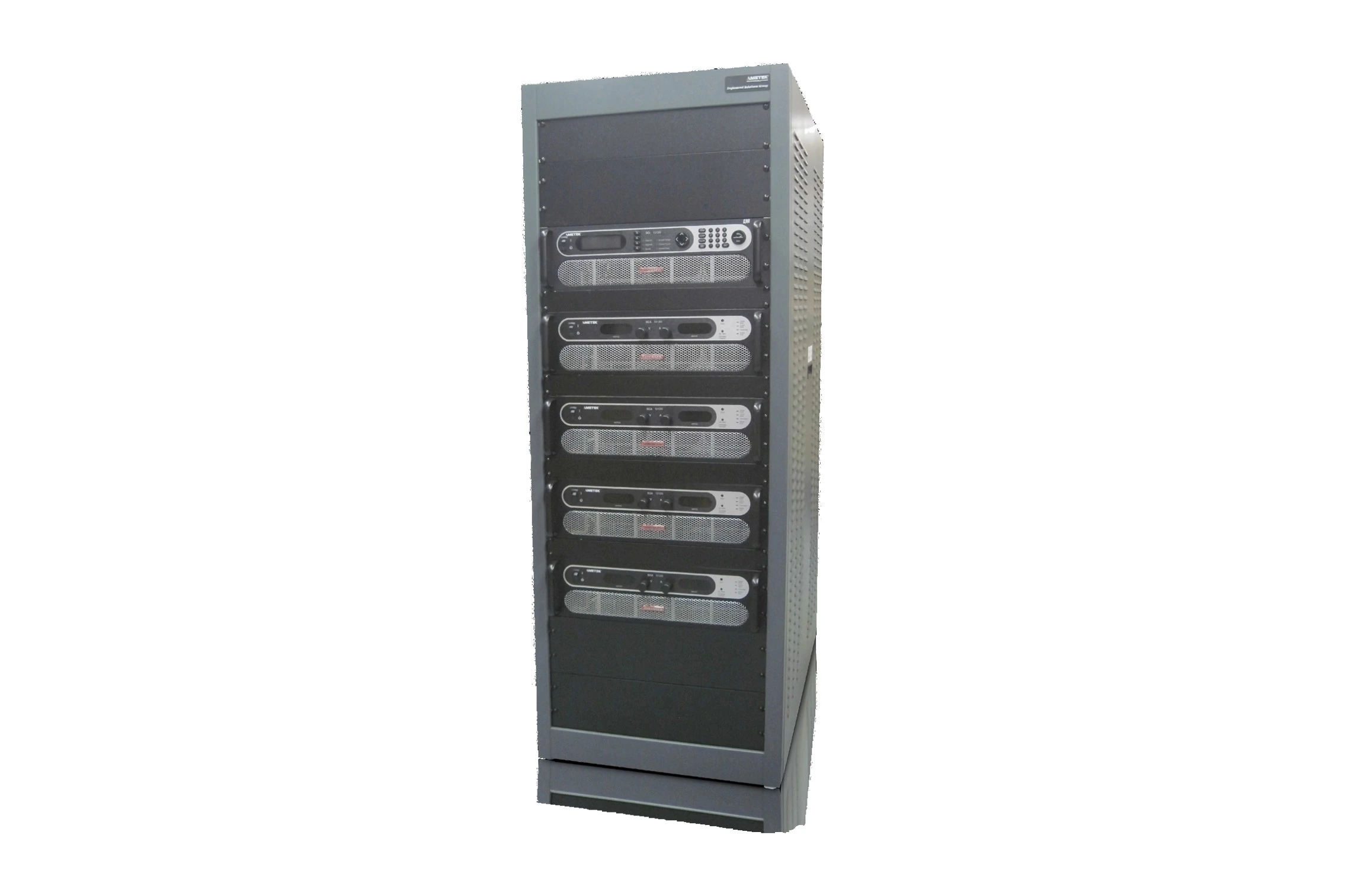 Programmierbare Sorensen (AMETEK) HPX DC-Hochleistungsstromversorgung für Energiespeichertests, Automotive-Komponententests und PV-Wechselrichterentwicklung, als modularer Systemschrank.