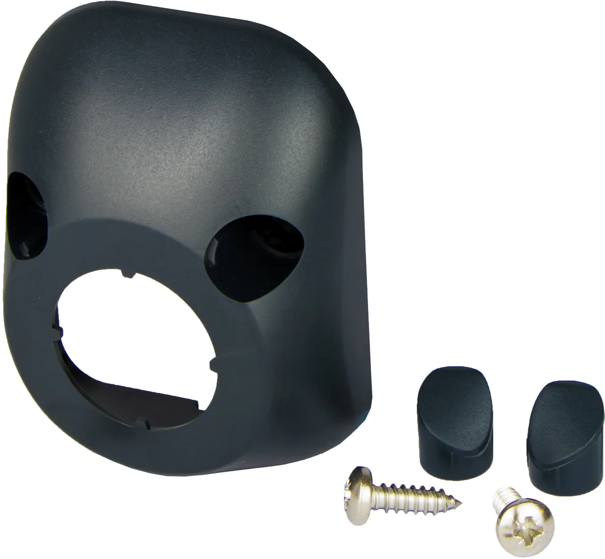Alfatronix USB-WPOD Wandgehäuse für USB-Ladegeräte mit Befestigungsschrauben und Abdeckkappen.