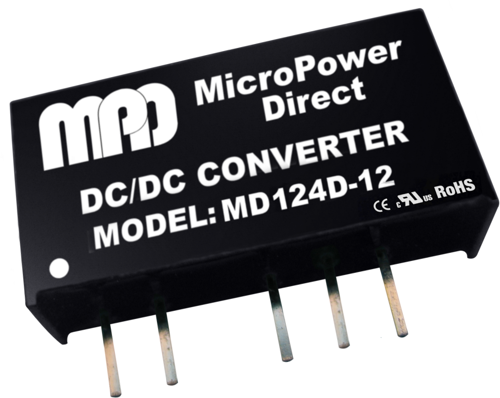 Produktabbildung zu MicroPower Direct MD115D-07xx: DC/DC-Wandler im SIP-Gehäuse für industrielle Stromversorgung im OEM-Gerätebau.
