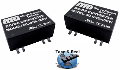 Abbildung zu MicroPower Direct ML100RW-Serie: DC/DC-Wandler in SMD-Bauform zur Leiterplattenversorgung und DC-Spannungswandlung.