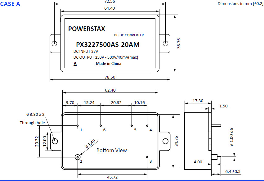 PX32271K8AS-16xE | DC/DC | Ein: 21-33 V DC | Aus: 1000-1800 V DC | Powerstax