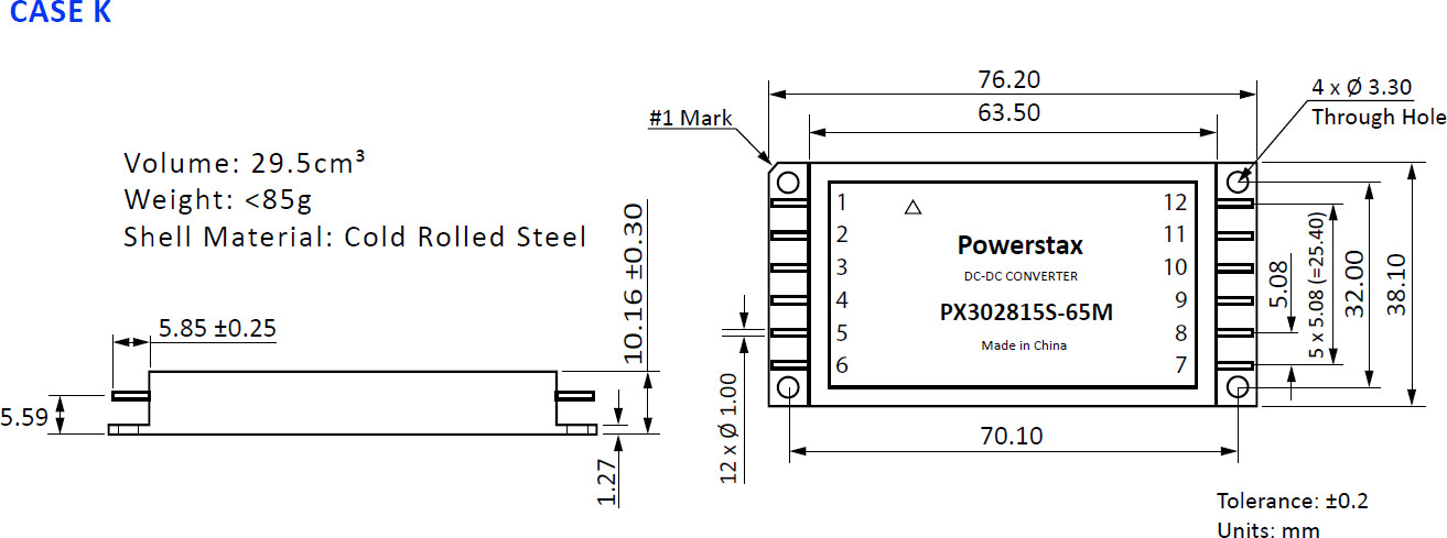 PX302815S-65E | DC/DC | Ein: 16-40 V DC | Aus: 15 V DC | Powerstax