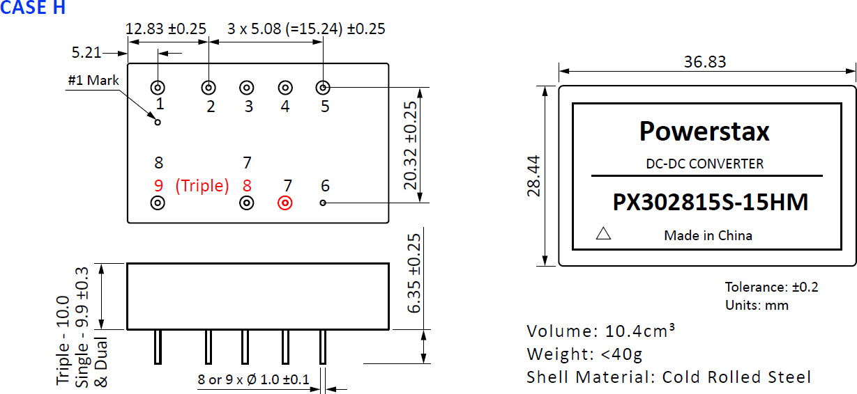 PX302805S-12xI | DC/DC | Ein: 16-40 V DC | Aus: 5 V DC | Powerstax