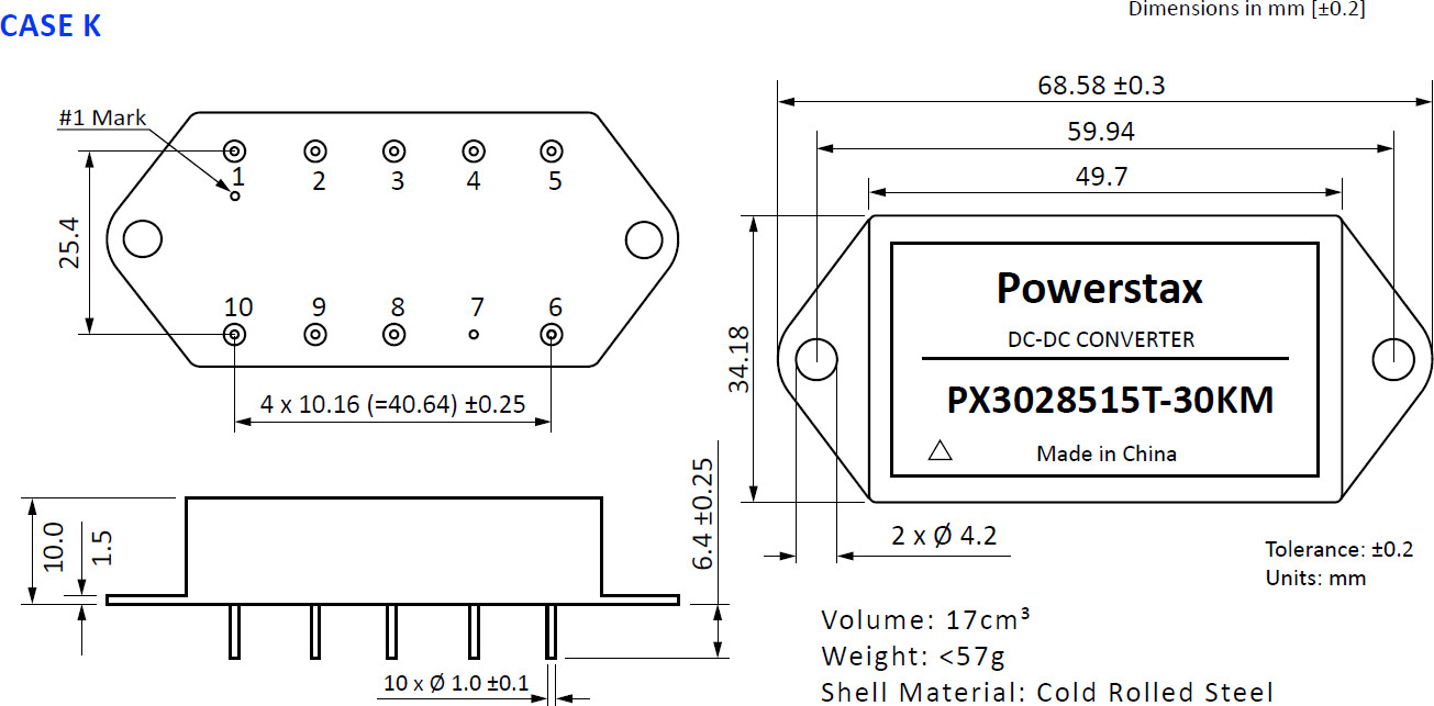 PX3028512T-30xM | DC/DC | Ein: 16-40 V DC | Aus: 5 V DC|+12 V DC|-12 V DC | Powerstax