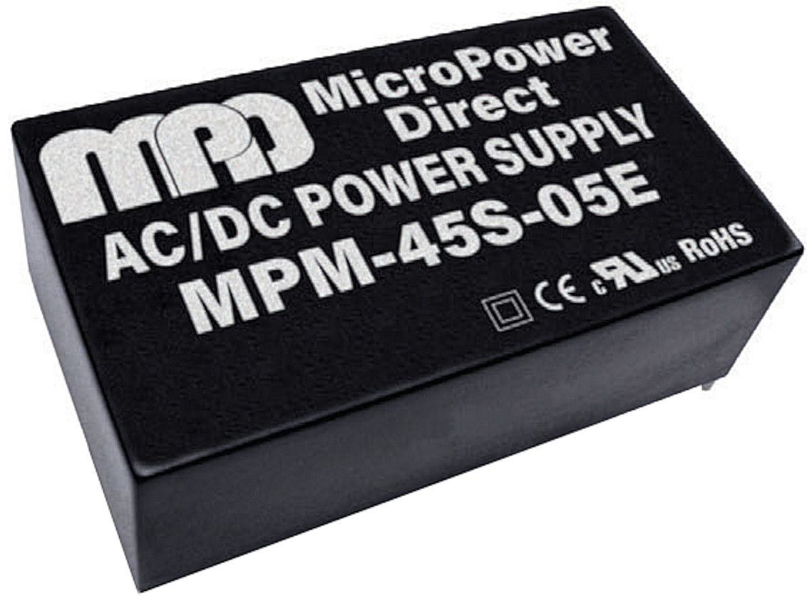 Abbildung zu MicroPower Direct MPM45-Serie: AC/DC-Netzteil, Printmontage, zur Leiterplattenversorgung im OEM-Gerätebau.