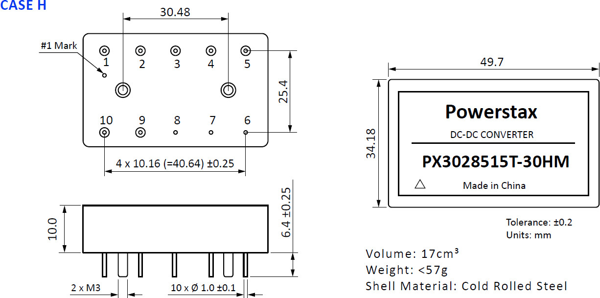 PX3028515T-30xM | DC/DC | Ein: 16-40 V DC | Aus: 5 V DC|+15 V DC|-15 V DC | Powerstax