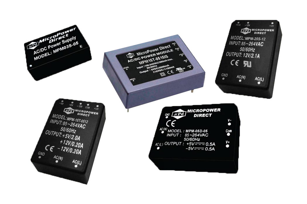 Abbildung zu MicroPower Direct MPM-10D-0512: AC/DC-Netzteil, Printmontage, für industrielle Stromversorgung im OEM-Gerätebau.