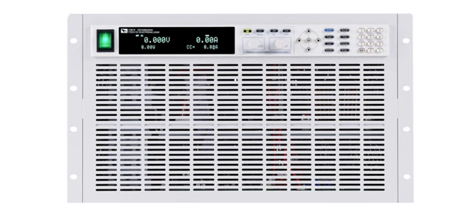 Serienabbildung ITECH IT8800: Elektronische DC-Last in Frontansicht mit Display und großem Lüftungsgitter für Netzteilprüfung und Batterietests.